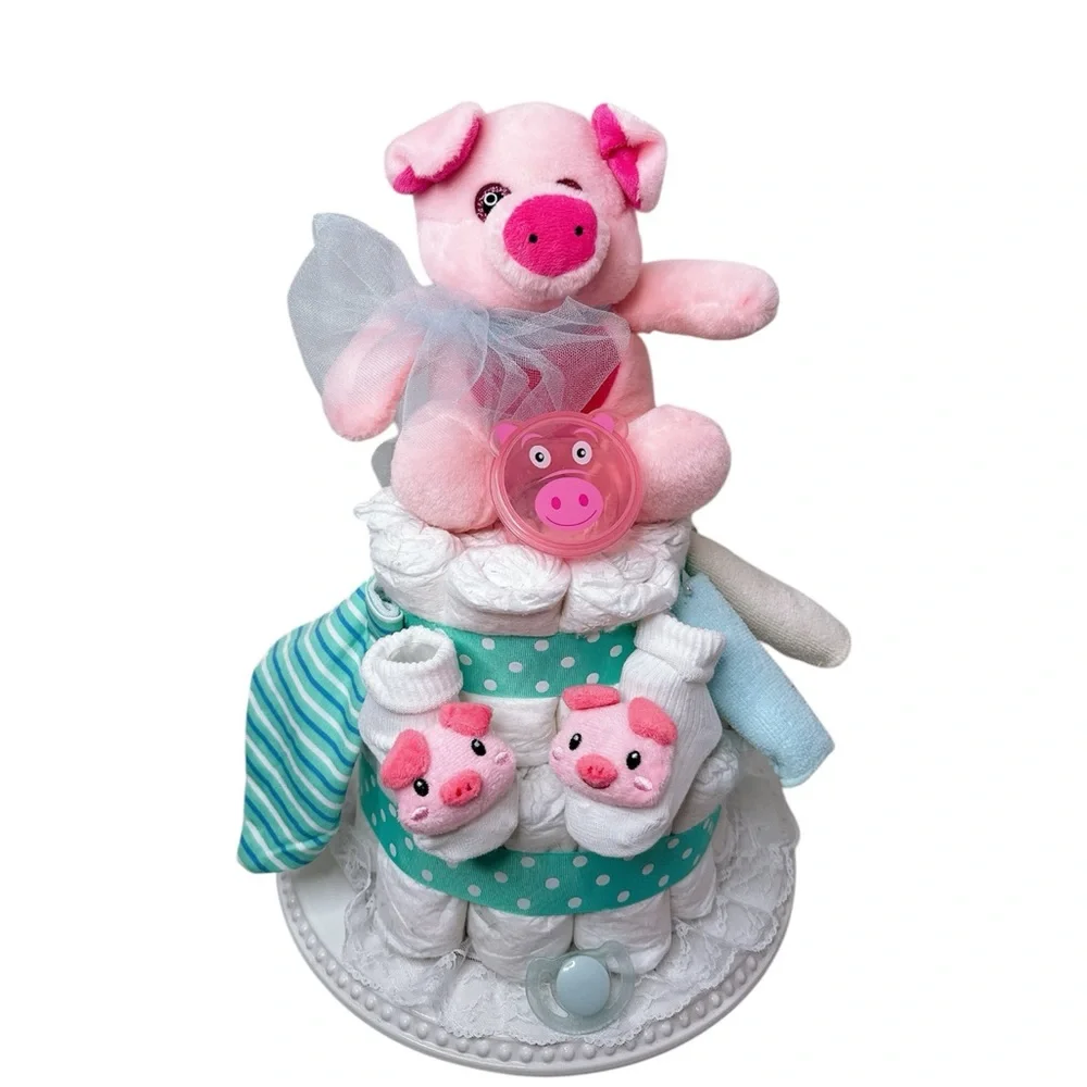 Pink Piglet Diaper Cake
